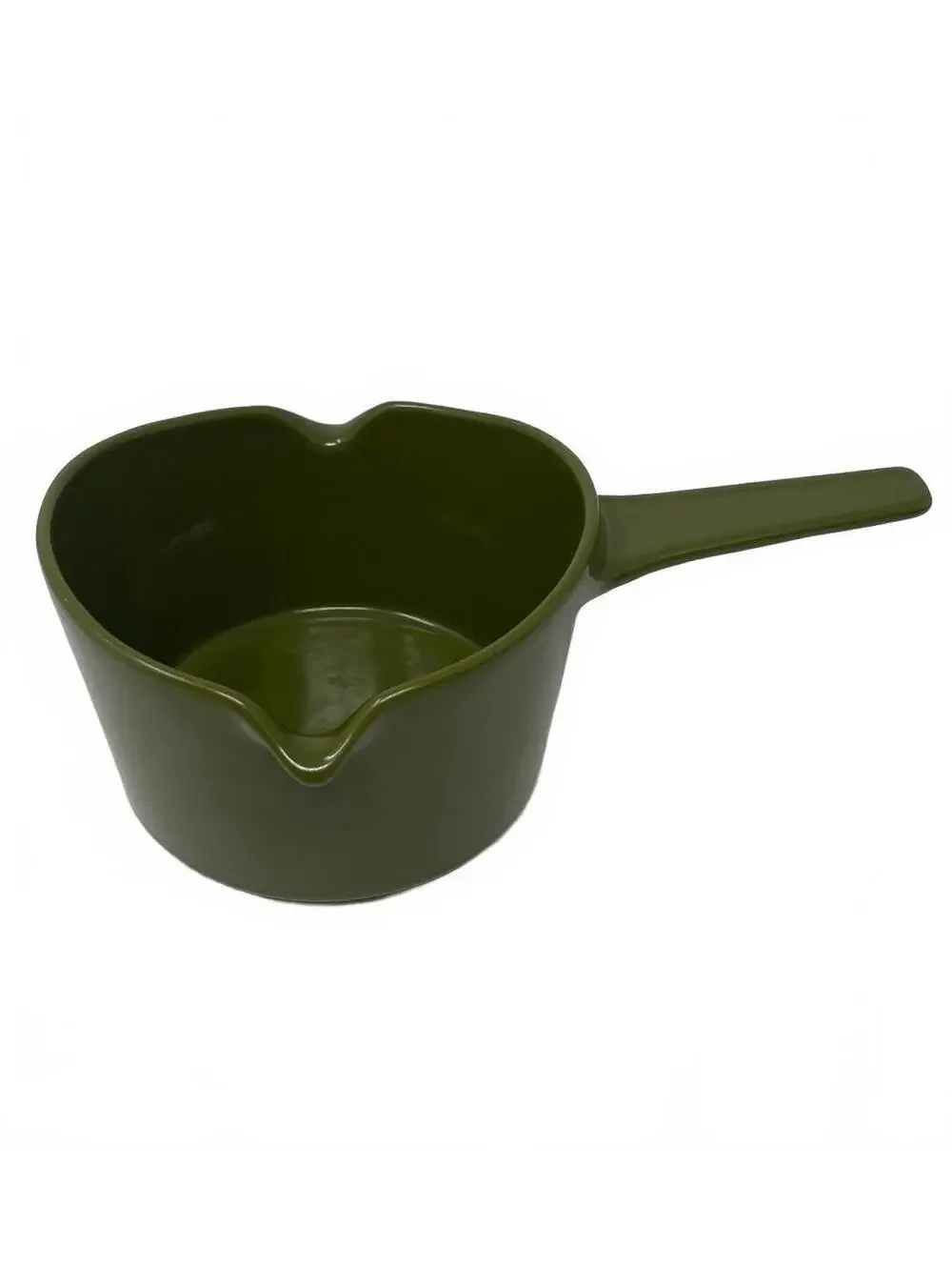 Vintage Avocado Green Ceramic Butter Warmer Melting Pot Double Pour Spout MCM